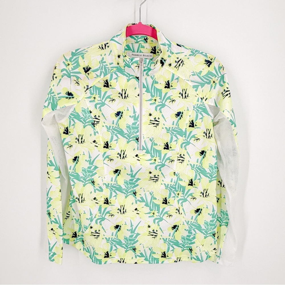 Pebble Beach Women's Floral Top - Yellow and Green